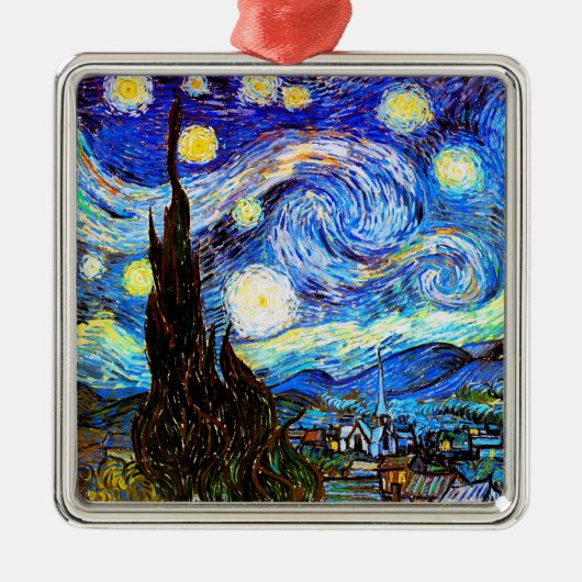 Sterrennacht Van Gogh Fine Art Metalen Ornament (Voorkant)