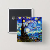 Sterrennacht Van Gogh Fine Art Vierkante Button 5,1 Cm (Voorkant /achterkant)