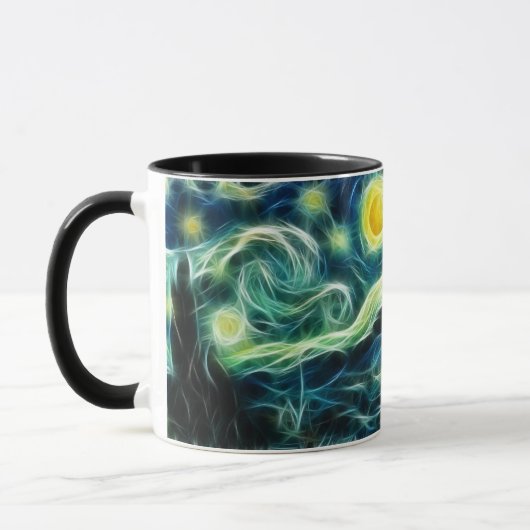Sterrennacht Van Gogh Fractal art Mok (Links)