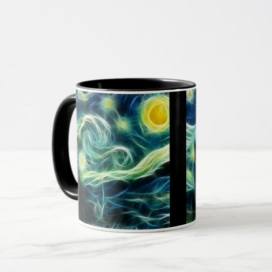 Sterrennacht Van Gogh Fractal art Mok (Voorkant links)