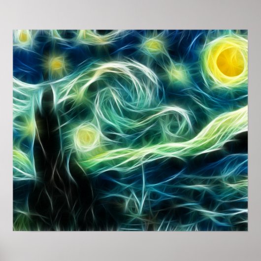 Sterrennacht Van Gogh Fractal art Poster (Voorkant)