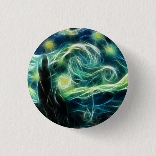 Sterrennacht Van Gogh Fractal Art Ronde Button 3,2 Cm (Voorkant)