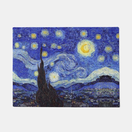 Sterrennacht Van Gogh geïnspireerde Vloermat Deurmat (Voorkant)