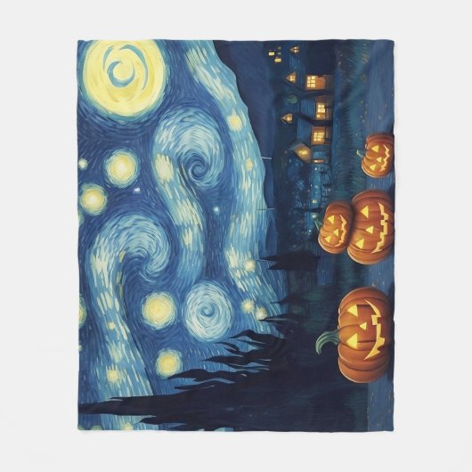 Sterrennacht Van Gogh Halloween Fleece Deken (Voorkant)