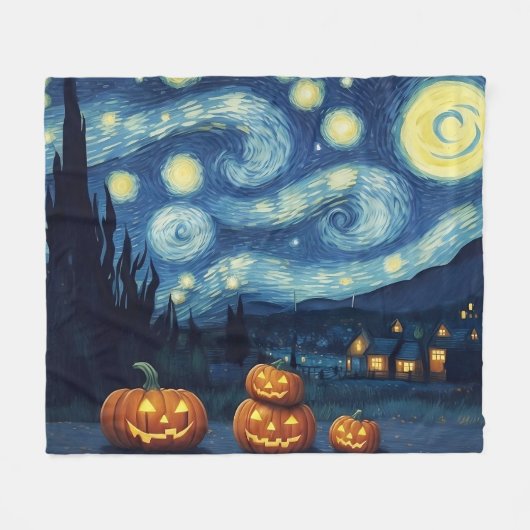 Sterrennacht Van Gogh Halloween Fleece Deken (Voorkant (Horizontaal))