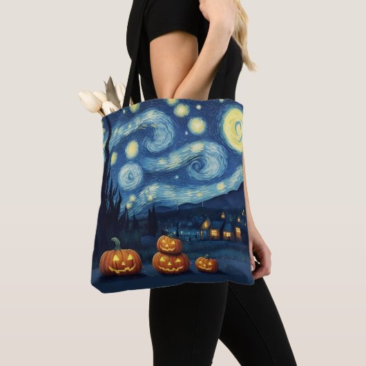 Sterrennacht Van Gogh Halloween Tote Bag (Dichtbij)
