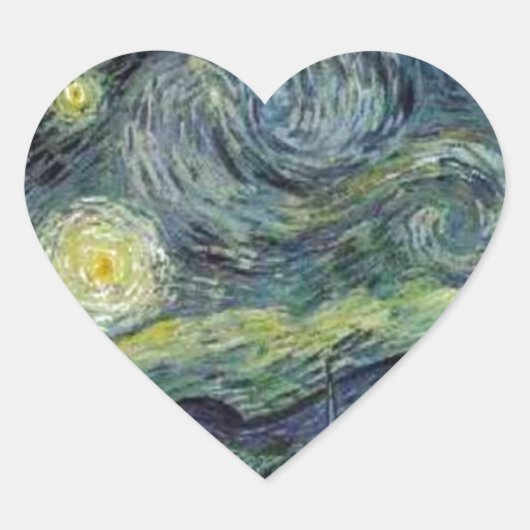 Sterrennacht - van Gogh Hart Sticker (Voorkant)