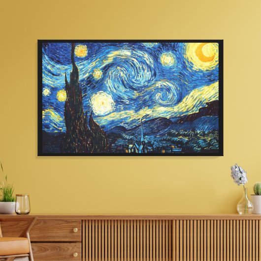 Sterrennacht Van Gogh Imitatiestijl schilderij Canvas Afdruk (Insitu (Woonkamer))