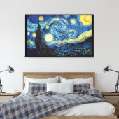 Sterrennacht Van Gogh Imitatiestijl schilderij Canvas Afdruk (Insitu (Slaapkamer))