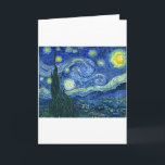Sterrennacht ~ Van Gogh Kaart<br><div class="desc">Het beroemdste schilderij van Vincent Van Gogh. Een modern meesterwerk met een donkerblauw nachtlandschap met heldere kleurzwenken van gele, witte en oranje twinkelende sterren. Oorspronkelijke Nederlandse titel: De sterrennacht . Het uitzicht staat 's nachts buiten het sanitarium van Van Gogh terwijl het echte schilderij 's nachts door het geheugen werd...</div>