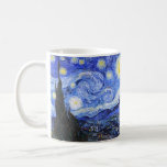 Sterrennacht Van Gogh Koffiemok<br><div class="desc">Van Gogh schilderde in 1889 'De Sterrennacht' uit het geheugen, terwijl hij in Frankrijk in een asiel zat, waar hij zich aansloot voor depressie.De scène toont het uitzicht uit zijn slaapkamerraam. Op het schilderij staan de maan, Venus en veel sterren omringd door geel en wit licht.Onderaan bevindt zich een kerk...</div>