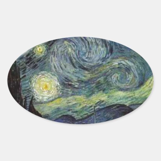 Sterrennacht - van Gogh Ovale Sticker (Voorkant)