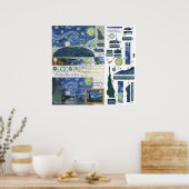 Sterrennacht Van Gogh Papercraft Poster Print (Keuken)