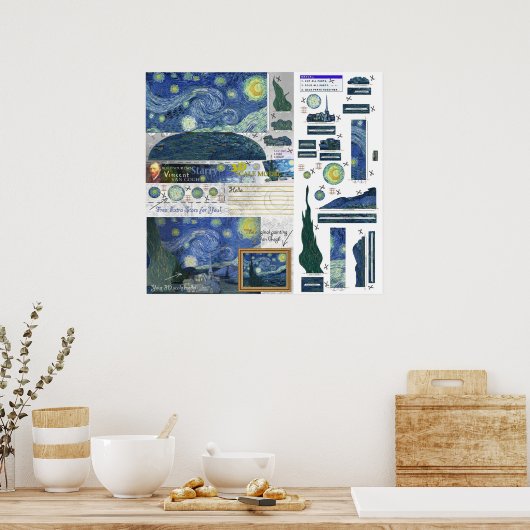 Sterrennacht Van Gogh Papercraft Poster Print (Keuken)