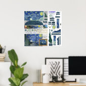 Sterrennacht Van Gogh Papercraft Poster Print (Thuiskantoor)