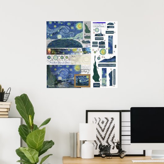 Sterrennacht Van Gogh Papercraft Poster Print (Thuiskantoor)