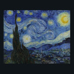 Sterrennacht Van Gogh Poster<br><div class="desc">Over het werk De Sterrennacht Sterrennacht (Nederlands: De sterrennacht) is een schilderij van de Nederlandse postpressionist Vincent van Gogh. In juni 1889 werd het uitzicht 's nachts buiten zijn sanitariumraam op Saint-Rémy-de-Provence (in Zuid-Frankrijk) geschilderd, hoewel het overdag uit het geheugen werd geverfd. Het is al sinds 1941 in het permanent...</div>