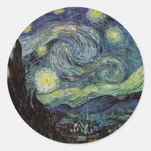 Sterrennacht - van Gogh Ronde Sticker (Voorkant)
