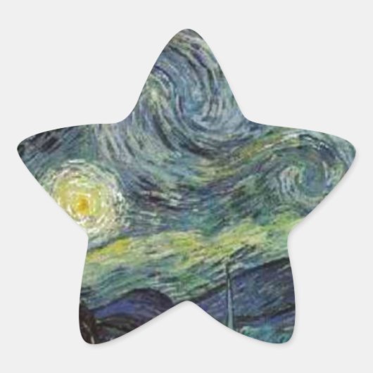 Sterrennacht - van Gogh Ster Sticker (Voorkant)