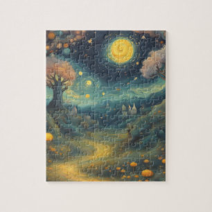 Sterrennacht Van Gogh Style Fantasy Forest Legpuzzel