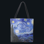 Sterrennacht Van Gogh Tote Bag<br><div class="desc">Van Gogh schilderde in 1889 'De Sterrennacht' uit het geheugen, terwijl hij in Frankrijk in een asiel zat, waar hij zich aansloot voor depressie.De scène toont het uitzicht uit zijn slaapkamerraam. Op het schilderij staan de maan, Venus en veel sterren omringd door zwenken van geel en wit licht.Onderaan bevindt zich...</div>