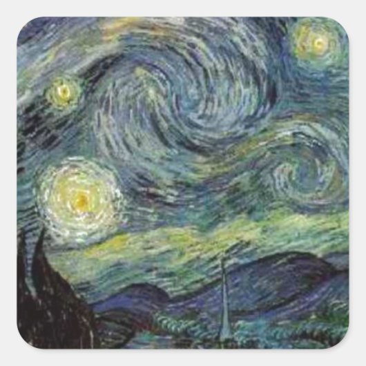 Sterrennacht - van Gogh Vierkante Sticker (Voorkant)