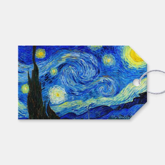 Sterrennacht van Van Gogh Fine Art Cadeaulabel (Voorkant (Horizontaal))