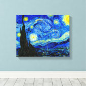 Sterrennacht van Van Gogh Fine Art Canvas Print (Insitu (Houten vloer))