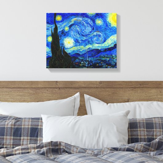Sterrennacht van Van Gogh Fine Art Canvas Print (Insitu (Slaapkamer))