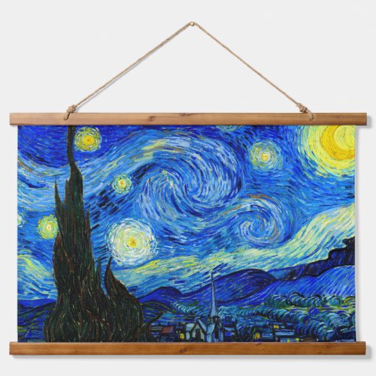 Sterrennacht van Van Gogh Fine Art Poster Print Hangend Wandkleed (Voorkant)