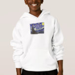 Sterrennacht van Van Gogh kinder sweatshirt met ca<br><div class="desc">Van Gogh's iconische Sterrennacht schilderij met een gevlekte rand voor een beter T-shirt ontwerp.</div>