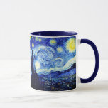Sterrennacht van Van Gogh Mok<br><div class="desc">Olieverf van de Nederlandse meester Vincent Van Gogh (1853-1890) Waarschijnlijk zijn beroemdste schilderij, Van Gogh schilderde &#39;De Sterrennacht&#39; in 1889 uit het geheugen, terwijl hij in een asiel in Frankrijk waar hij zich aansloot voor depressie. De scène toont het uitzicht van zijn slaapkamervenster. Op het schilderij staan de maan, Venus...</div>