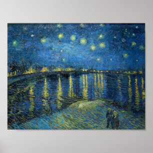Sterrennacht van Van Gogh op de Rijn Poster