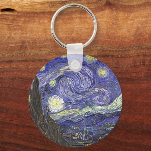 Sterrennacht van Van Gogh ronde sleutelhanger (Voorkant)