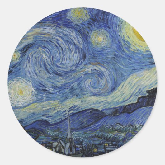 "Sterrennacht" van Van Gogh Ronde Sticker (Voorkant)