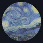 "Sterrennacht" van Van Gogh Ronde Sticker<br><div class="desc">Dit ontwerp toont een zeer hoge reproductie van Van Goghs bekende "Sterrennacht" schilderij.</div>