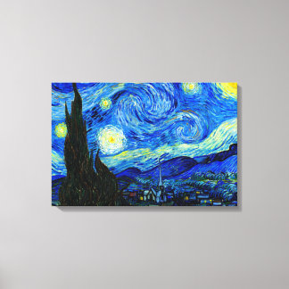 Sterrennacht van Van Gogh Triple Panel Canvas Prin Afdruk