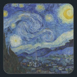 "Sterrennacht" van Van Gogh Vierkante Sticker<br><div class="desc">Dit ontwerp toont een zeer hoge resolutie,  ongewijzigd en onbewerkt,  van Van Goghs bekende "Sterrennacht" schilderij.</div>