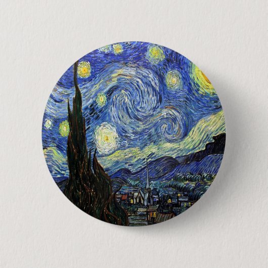 Sterrennacht van Vincent Van Gogh 1889 Ronde Button 5,7 Cm (Voorkant)