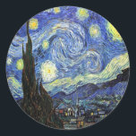 Sterrennacht van Vincent Van Gogh 1889 Ronde Sticker<br><div class="desc">Voor zover ik weet zijn deze afbeeldingen in het publieke domein en worden ze geacht vrij te zijn in de VS zonder beperkingen te gebruiken. 
 Neem contact met me op als je ontdekt dat een van deze afbeeldingen niet in het publieke domein voorkomt.</div>