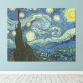 Sterrennacht van Vincent Van Gogh Canvas Afdruk (Insitu (Houten vloer))