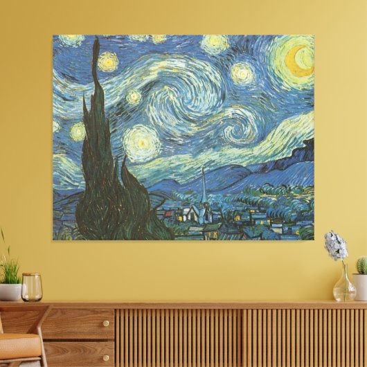 Sterrennacht van Vincent Van Gogh Canvas Afdruk (Insitu (Woonkamer))