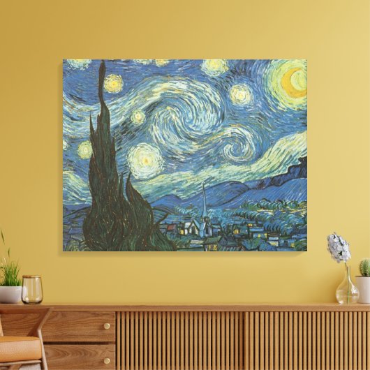 Sterrennacht van Vincent Van Gogh Canvas Afdruk (Insitu (Woonkamer))
