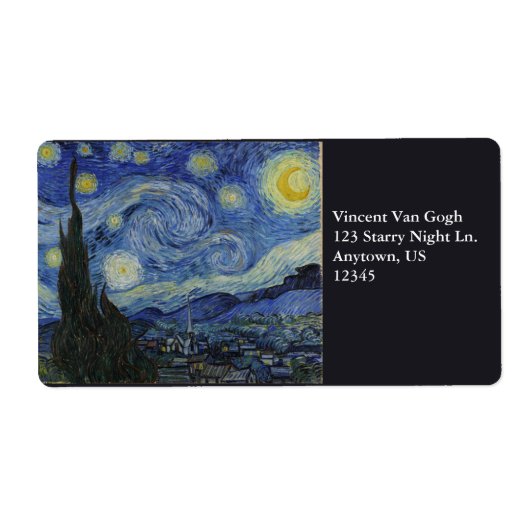 Sterrennacht van Vincent Van Gogh Etiket (Voorkant)