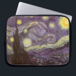 Sterrennacht van Vincent van Gogh,  Fine Art Laptop Sleeve<br><div class="desc">Sterrennacht (1889) van Vincent van Gogh is een post-impressionisme, een schilderij van de natuur van het kunstlandschap. Een uitzicht van een stad in een vallei 's nachts met de wolken die ronddraaien, de sterren die schijnen en een prachtige gouden gele halve maan. Het werd overdag uit het geheugen geschilderd en...</div>