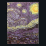 Sterrennacht van Vincent van Gogh,  Fine Art Notitieboek<br><div class="desc">Sterrennacht (1889) van Vincent van Gogh is een post-impressionisme, een schilderij van de natuur van het kunstlandschap. Een uitzicht van een stad in een vallei 's nachts met de wolken die ronddraaien, de sterren die schijnen en een prachtige gouden gele halve maan. Het werd overdag uit het geheugen geschilderd en...</div>
