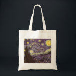 Sterrennacht van Vincent van Gogh,  Fine Art Tote Bag<br><div class="desc">Sterrennacht (1889) van Vincent van Gogh is een post-impressionisme, een schilderij van de natuur van het kunstlandschap. Een uitzicht van een stad in een vallei 's nachts met de wolken die ronddraaien, de sterren die schijnen en een prachtige gouden gele halve maan. Het werd overdag uit het geheugen geschilderd en...</div>