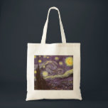 Sterrennacht van Vincent van Gogh,  Fine Art Tote Bag<br><div class="desc">Sterrennacht (1889) van Vincent van Gogh is een post-impressionisme, een schilderij van de natuur van het kunstlandschap. Een uitzicht van een stad in een vallei 's nachts met de wolken die ronddraaien, de sterren die schijnen en een prachtige gouden gele halve maan. Het werd overdag uit het geheugen geschilderd en...</div>