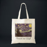 Sterrennacht van Vincent van Gogh,  Fine Art Tote Bag<br><div class="desc">Sterrennacht (1889) van Vincent van Gogh is een post-impressionisme, een schilderij van de natuur van het kunstlandschap. Een uitzicht van een stad in een vallei 's nachts met de wolken die ronddraaien, de sterren die schijnen en een prachtige gouden gele halve maan. Het werd overdag uit het geheugen geschilderd en...</div>