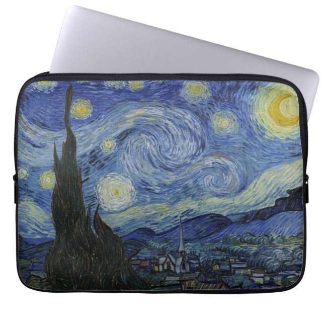 Sterrennacht van Vincent Van Gogh Laptop Sleeve (Voorkant)